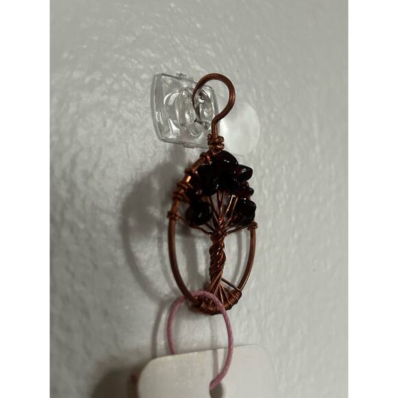 Handmade Copper and Serpentine Crystal Tree of life 3.5x2” Wall Decor - Picture 3 of 5